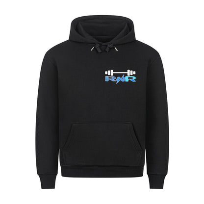 Back print of RiFF_N_REPS Source Code Hoodie, industrial gym aesthetic, premium streetwear.