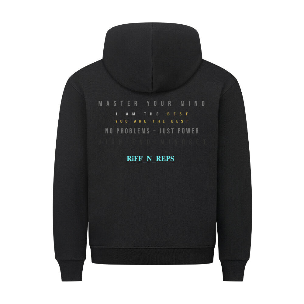 Back print of RiFF_N_REPS Source Code Hoodie, industrial gym aesthetic, premium streetwear.