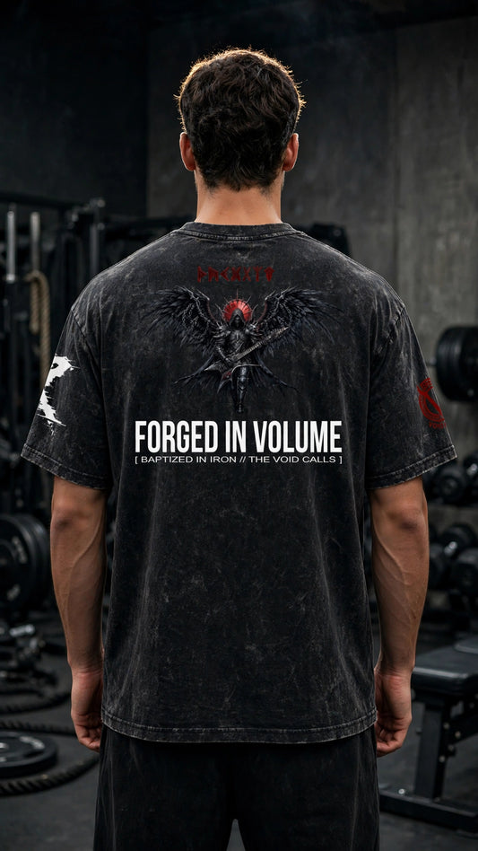 RIFF_N_REPS – "FORGED IN VOLUME" Oversized Tee [Acid Wash]