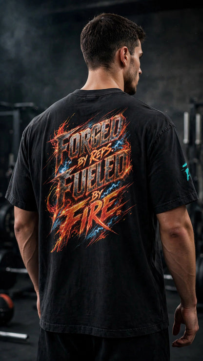 FORGED BY REPS - FUELED BY FIRE — Heavyweight Oversized Tee