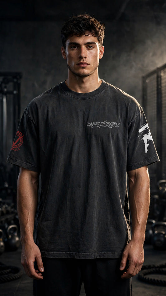 RIFF_N_REPS | "FORZA VITALE" Heavyweight Oversized Tee (Acid Wash)